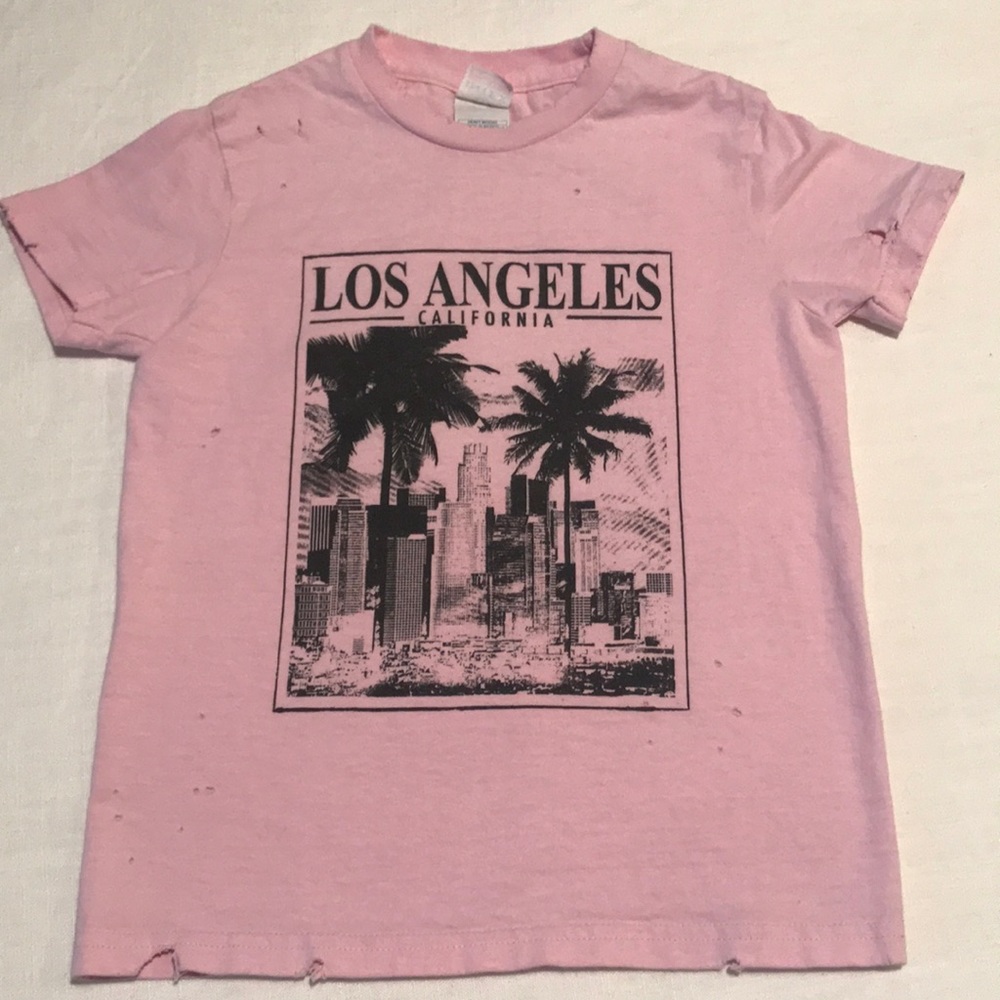Vintage 90’s pink kids Los Angeles distressed tee